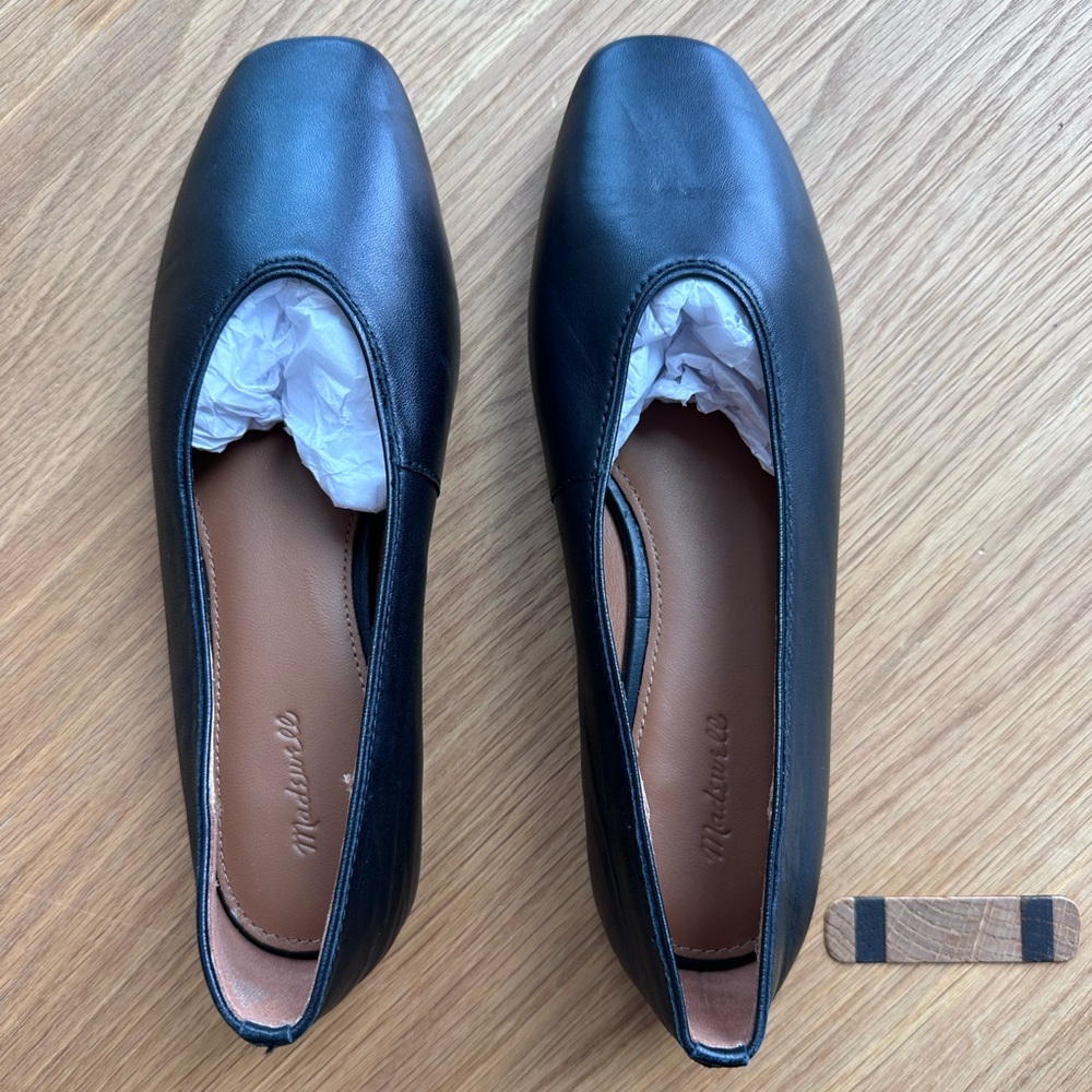NEW Madewell The Mylie Leather Ballet Flat in True Black NX050 $128 size 7
